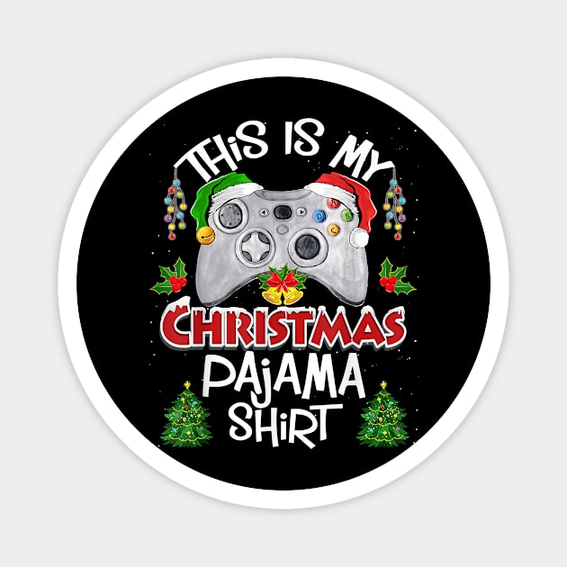 This is My Christmas Pajama Santa Hat Gamer Video Game Games Magnet by nervousorangutan